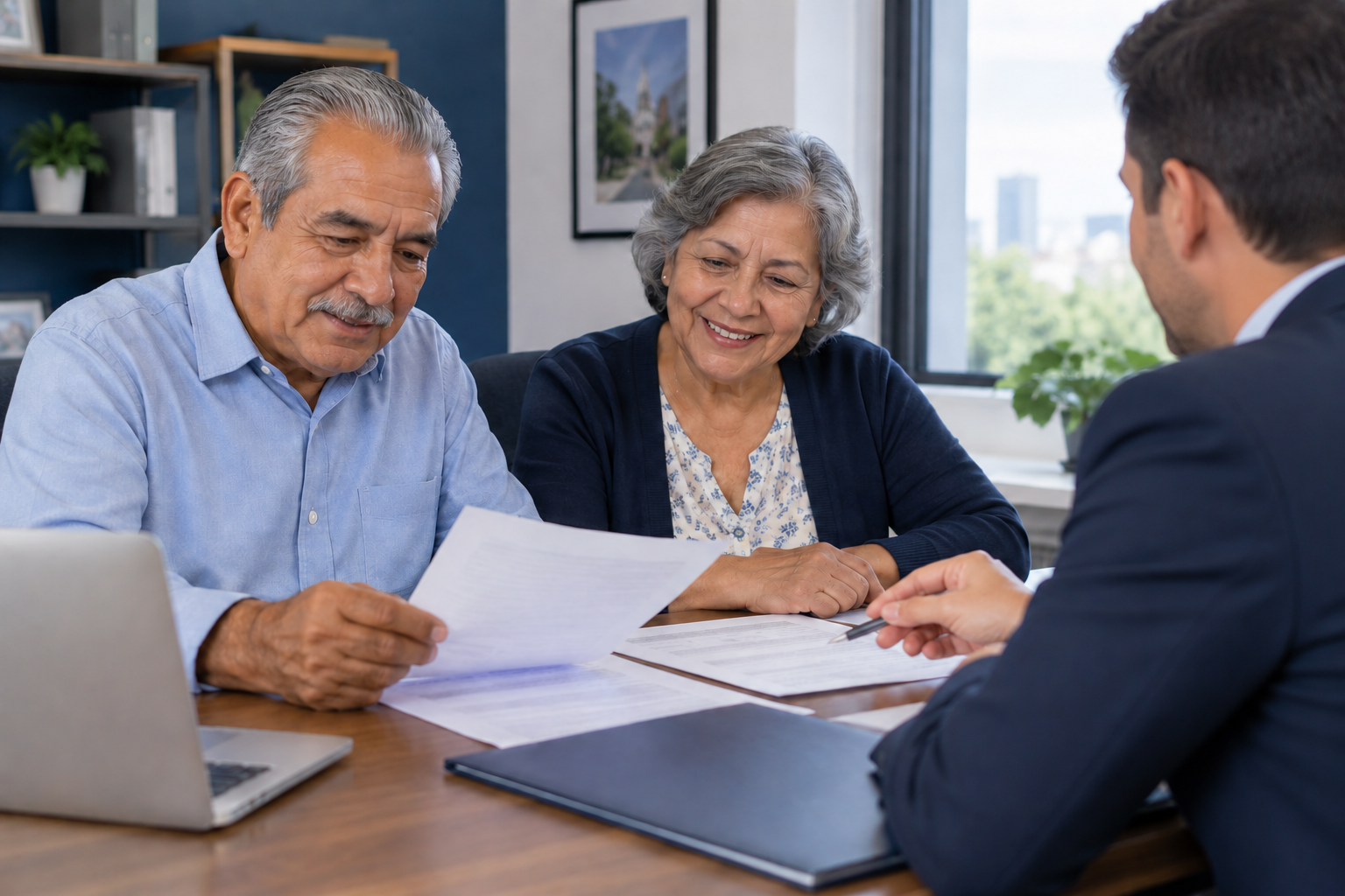 Pareja revisando documentos durante una asesoría personalizada